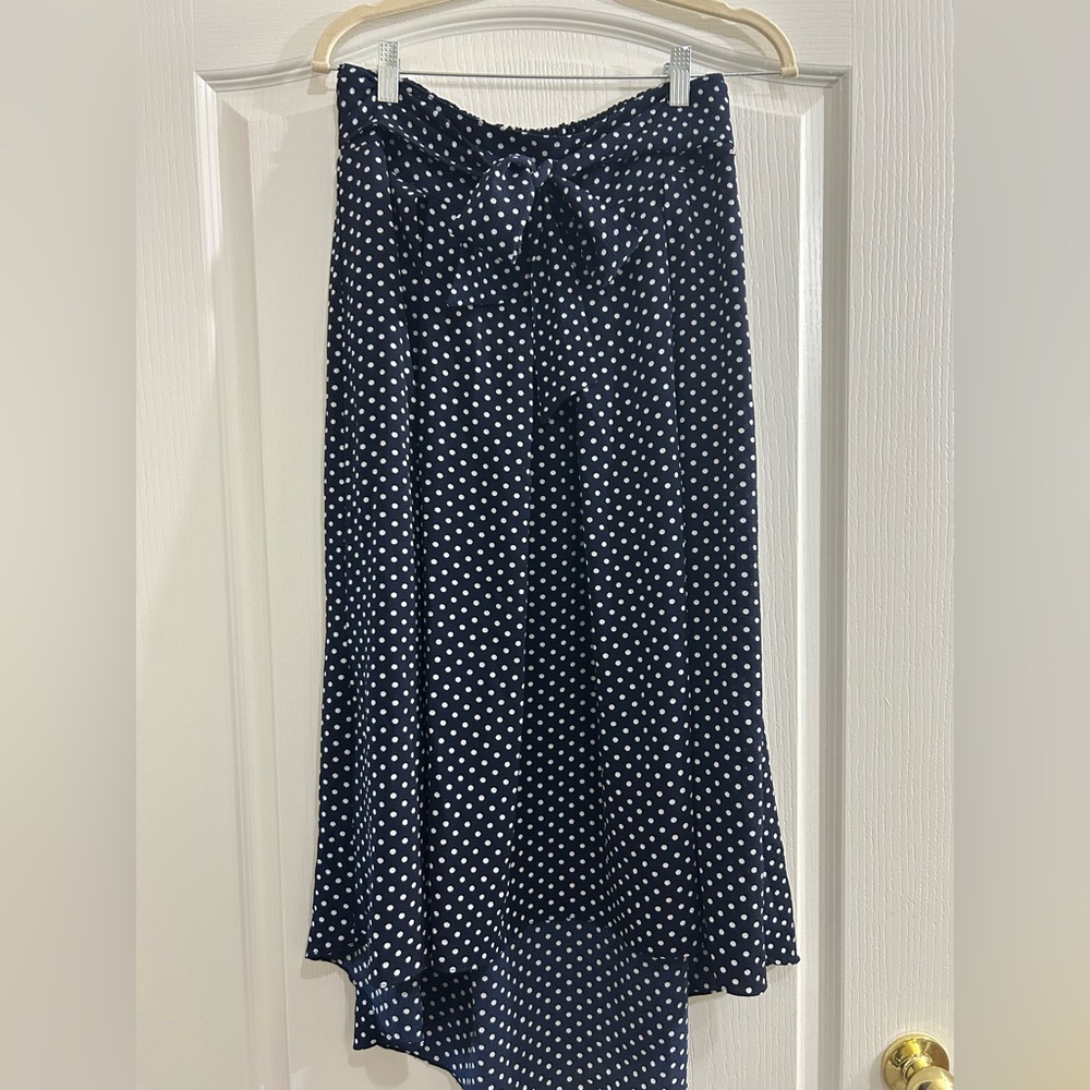 Max Edition Navy and White Polka Dot A-Line Teacher’s Skirt